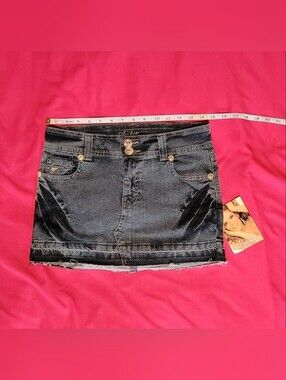 Light Wash Denim Mini Skirt Raw Hem